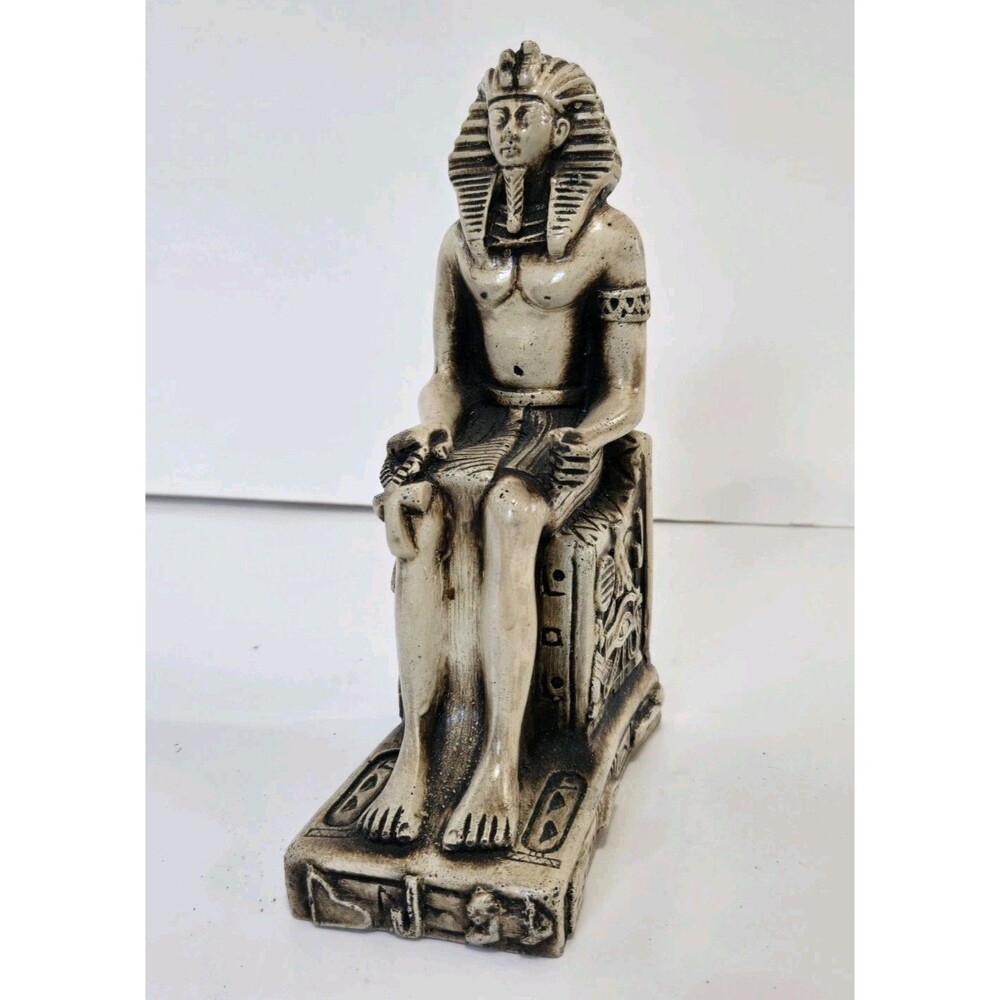 VTG Ancient Egpytian Statue Seated Ramses Pharaoh Egpyt Sculpture Rare
